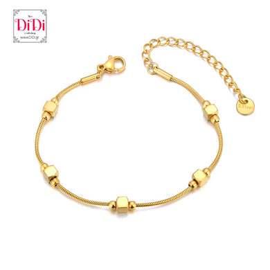 Βραχιόλι ατσάλινο αλυσίδα με κυβάκια, σε κίτρινο χρυσό 19032432G