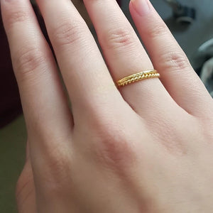 Ατσάλινο δαχτυλίδι micro βέργα πομπέ, σε κίτρινο χρυσό 20032425