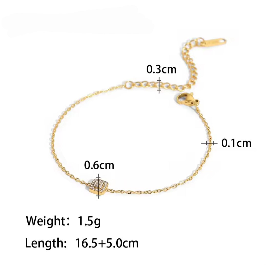 Ατσάλινο βραχιόλι αλυσίδα με ζιργκόν, σε κίτρινο χρυσό 3010248