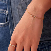 Φόρτωσε την φωτογραφία στο Gallery viewer, Ατσάλινο βραχιόλι αλυσίδα με ζιργκόν, σε κίτρινο χρυσό 3010249