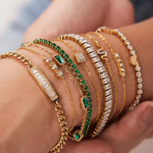 Φόρτωσε την φωτογραφία στο Gallery viewer, Ατσάλινο βραχιόλι αλυσίδα με ζιργκόν, σε κίτρινο χρυσό 3010248