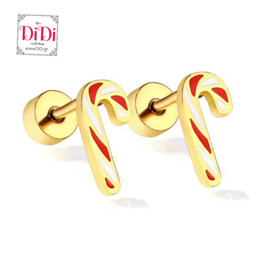 Σκουλαρίκια ατσάλινα, candy με σμάλτο, σε κίτρινο χρυσό, 22112412