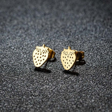 Φόρτωσε την φωτογραφία στο Gallery viewer, Ατσάλινα σκουλαρίκια φράουλα, κίτρινο χρυσό 2302242