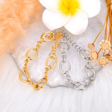 Φόρτωσε την φωτογραφία στο Gallery viewer, Ατσάλινο βραχιόλι αλυσίδα με οβάλ, σε κίτρινο χρυσό 19032427G