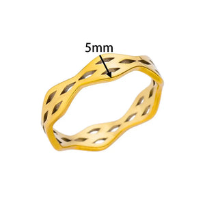 Ατσάλινο δαχτυλίδι Νο6 με κυματοειδές σχέδιο, σε κίτρινο χρυσό