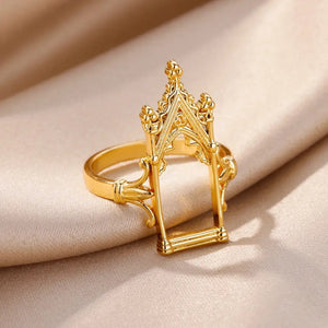 Ατσάλινο δαχτυλίδι Νο7 με σχέδιο, σε κίτρινο χρυσό 13022414