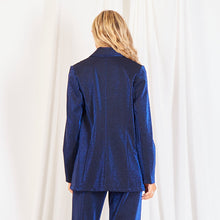 Φόρτωσε την φωτογραφία στο Gallery viewer, Σακάκι κοστουμιού lurex, μπλε σκούρο