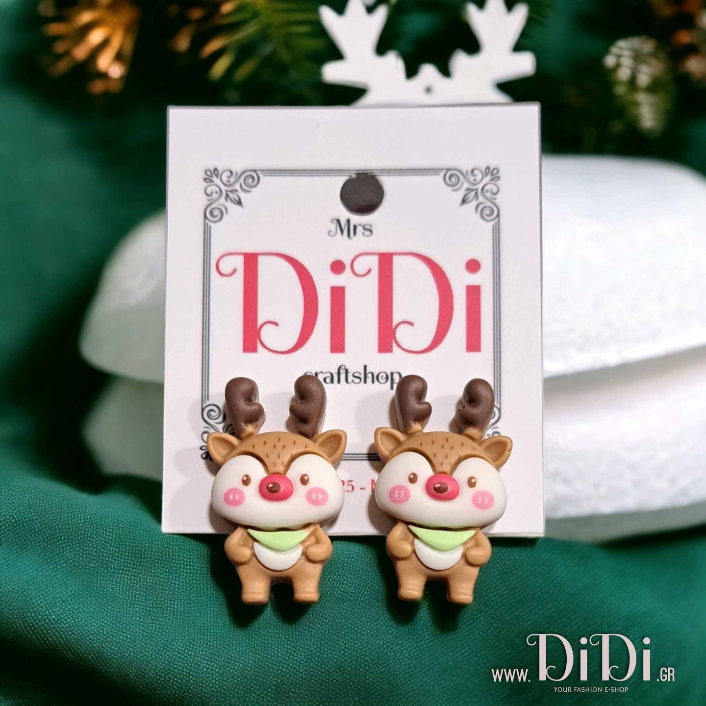 Σκουλαρίκια παιδικά κλιπς, Χριστουγεννιάτικα, ταρανδάκια, 22112410