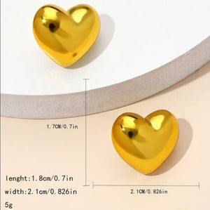 Σκουλαρίκια καρφάκι, καρδιές κίτρινες 21mm 2904241