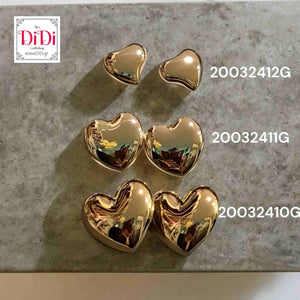 Ατσάλινα σκουλαρίκια καρφάκι καρδιά, σε κίτρινο χρυσό 20032412G