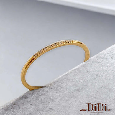 Δαχτυλίδι ατσάλινο micro βέργα με στρας, σε κίτρινο χρυσό, 09072413