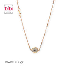 Φόρτωσε την φωτογραφία στο Gallery viewer, Κολιέ ατσάλινο, μενταγιόν μάτι με στρας, σε ροζ χρυσό, 22102419R