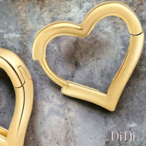 Σκουλαρίκια κρίκοι brass alloy, καρδιά 1,2cm ύψος, σε κίτρινο χρυσό, 1708241