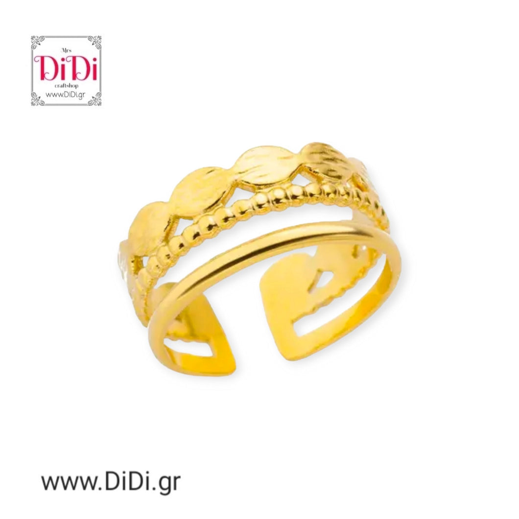 Ατσάλινο δαχτυλίδι ρυθμιζόμενο, σε κίτρινο χρυσό 318239