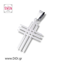 Φόρτωσε την φωτογραφία στο Gallery viewer, Κολιέ σταυρός ατσάλινος μίνιμαλ, σε ασημί 1012232