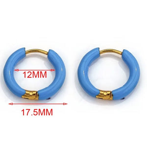 Ατσάλινα σκουλαρίκια κρίκοι μπλε, διαμέτρου 1,6cm, 20022420