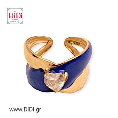 Ατσάλινο δαχτυλίδι με σμάλτο, σε κίτρινο χρυσό, 2602241