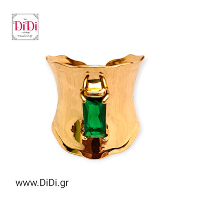 Ατσάλινο δαχτυλίδι με σμάλτο, σε κίτρινο χρυσό, 2602243