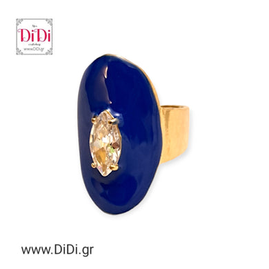 Ατσάλινο δαχτυλίδι με σμάλτο, σε κίτρινο χρυσό, 2602245