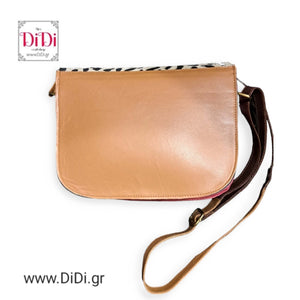 Τσάντα 100% φυσικό δέρμα, κούμπωμα μεταλλικό και μακρύ δερμάτινο λουρί, 1604245