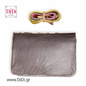 Τσάντα 100% φυσικό δέρμα, κούμπωμα μεταλλικό και μακρύ δερμάτινο λουρί, 1604242