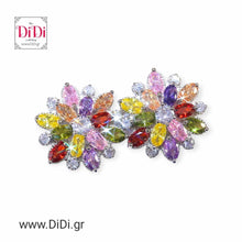 Φόρτωσε την φωτογραφία στο Gallery viewer, Σκουλαρίκια τύπου λουλούδι με πολύχρωμα κρύσταλλα, 28032421