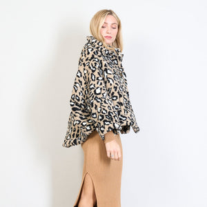 Γούνα oversized leopard pattern, μπεζ