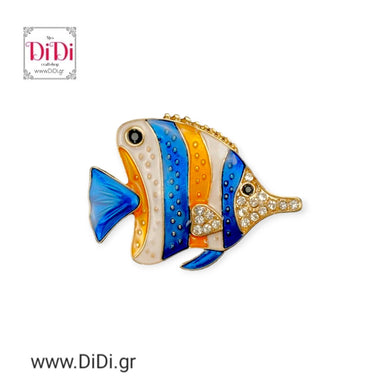 Καρφίτσα ψάρι, χειροποίητη σε κίτρινο χρυσό 05042413