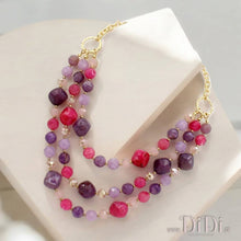 Φόρτωσε την φωτογραφία στο Gallery viewer, Κολιέ κοντό τριπλό, με ακριλικές χάντρες, λιλά, 2207248