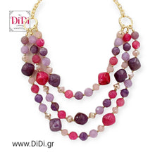 Φόρτωσε την φωτογραφία στο Gallery viewer, Κολιέ κοντό τριπλό, με ακριλικές χάντρες, λιλά, 2207248