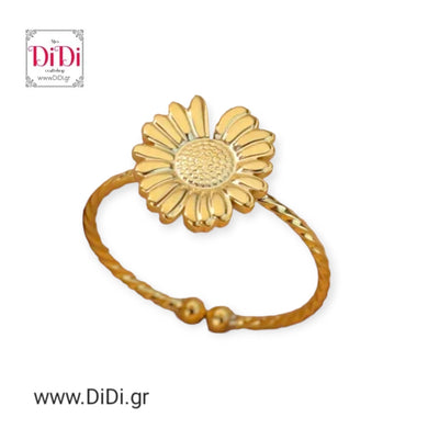 Ατσάλινο δαχτυλίδι λουλούδι, σε κίτρινο χρυσό 01062423