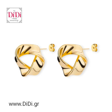 Ατσαλινα σκουλαρίκια, καρφάκι ακανόνιστος κύκλος 16mm, σε κίτρινο χρυσό 2905246G