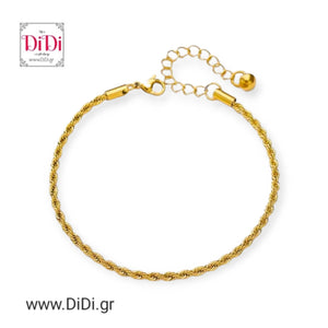 Βραχιόλι ποδιού ατσάλινο σκέτη αλυσίδα rope, κίτρινο χρυσό 30052416