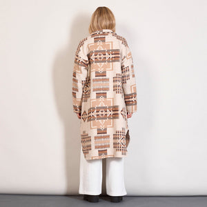 Μπουφάν - πουκάμισο μακρύ Aztec pattern, μπεζ