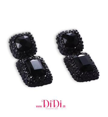 Σκουλαρίκια με κρύσταλλα σε μαύρο, 0512256