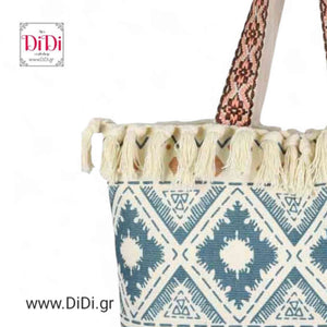 Τσάντα θαλάσσης boho, υφαντή με τύπωμα, 0706254
