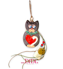 Φόρτωσε την φωτογραφία στο Gallery viewer, Χριστουγεννιάτικο γούρι γάτα, κεραμικό &amp; κρεμαστό, 2810254