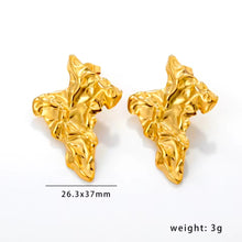 Φόρτωσε την φωτογραφία στο Gallery viewer, Ατσάλινα σκουλαρίκια καρφάκι, κίτρινο χρυσό, 0111252