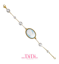 Φόρτωσε την φωτογραφία στο Gallery viewer, Βραχιόλι ατσάλινο Cameo γαλάζιο 18mm x 25mm, με πέρλες, 1111259