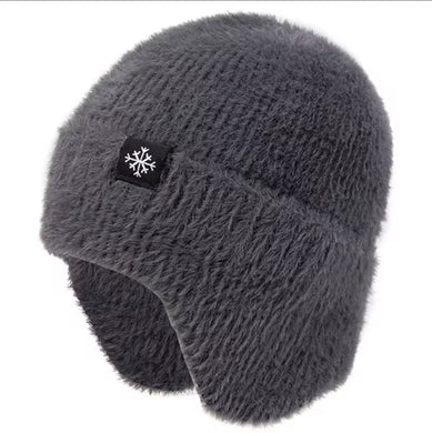 Καπέλο γούνινο, καλύπτει και τα αυτιά, ανθρακί, 3009252