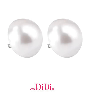 Σκουλαρίκια ατσάλινα καρφωτά πέρλα 2cm, ασημί, 20112527S