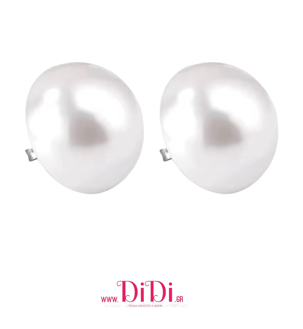 Σκουλαρίκια ατσάλινα καρφωτά πέρλα 2cm, ασημί, 20112527S