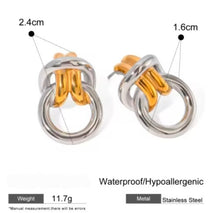 Φόρτωσε την φωτογραφία στο Gallery viewer, Ατσάλινα σκουλαρίκια καρφάκι, σε  ασημί - κίτρινο χρυσό, 0603266