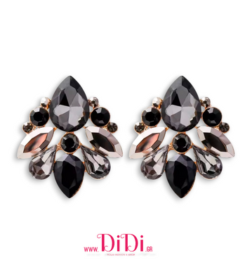 Σκουλαρίκια με κρύσταλλα σε μαύρο & ανθρακί, 0912258