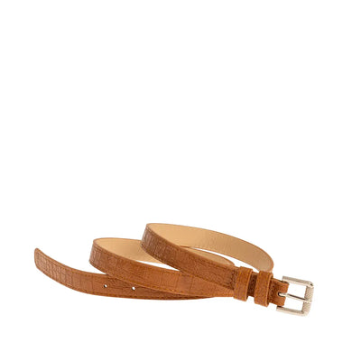 Ζώνη κροκό με ασημί αγκράφα, κάμελ, 24403