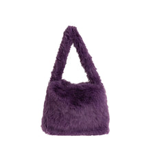 Φόρτωσε την φωτογραφία στο Gallery viewer, Τσάντα ώμου γούνινη, μοβ, 24324