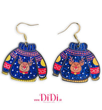 Φόρτωσε την φωτογραφία στο Gallery viewer, Σκουλαρίκια ατσάλινα Χριστουγεννιάτικα μπλουζάκια, μπλε μεγάλα, 1211253