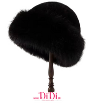 Φόρτωσε την φωτογραφία στο Gallery viewer, Καπέλο γούνινο με επένδυση, φοριέται και απο τις 2 πλευρές, μαύρο, 1512251BL