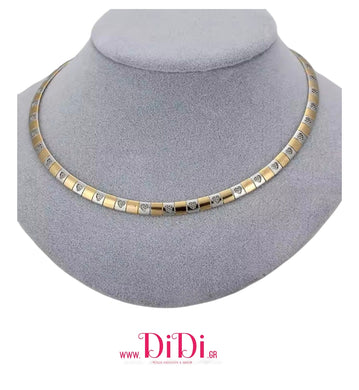 Κολιέ περιδέραιο ατσάλινο 6mm, σε χρυσό-ασημί, 2111254B