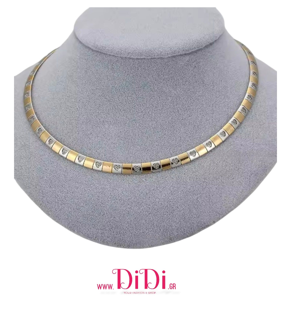 Κολιέ περιδέραιο ατσάλινο 6mm, σε χρυσό-ασημί, 2111254B